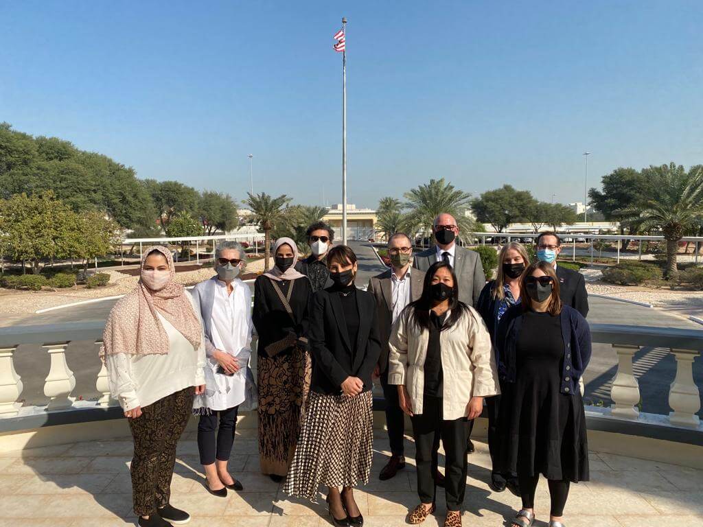 The delegates with Natalie A. Baker (center), the DCM and acting-Ambassador at the U.S. Embassy in Doha